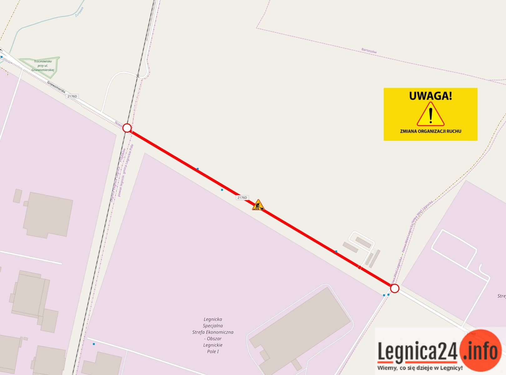 Z Legnicy do Legnickiego Pola tylko autostradą A4. Gniewomierska w przebudowie