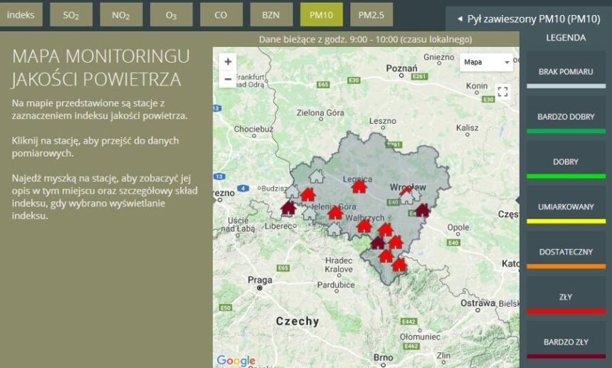 Przekroczony poziom dopuszczalny pyłu zawieszonego PM10 w Legnicy