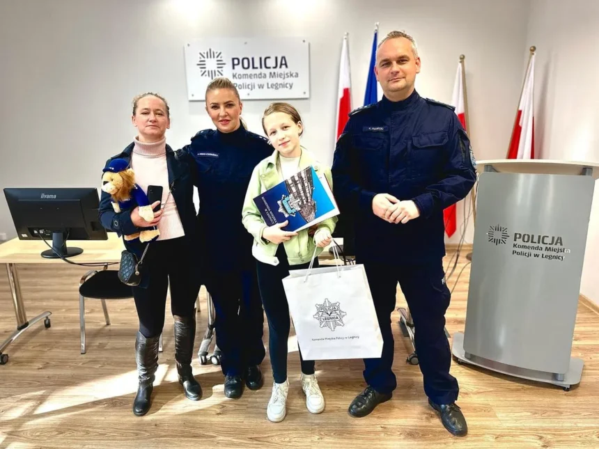 13-letnia bohaterka z wizytą w legnickiej komendzie policji