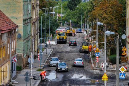 Remont ulicy Działkowej w Legnicy - zdjęcie z drona