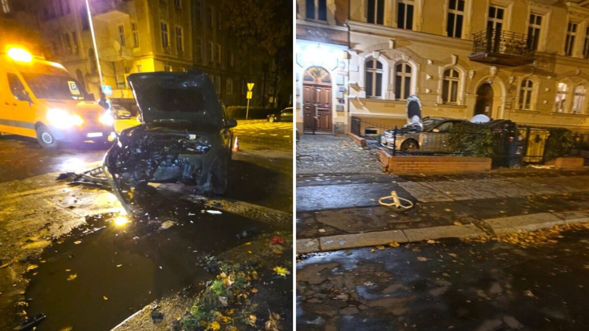 Miesiąc za kółkiem i 5 tys. mandatu. Rozbity mercedes w Legnicy